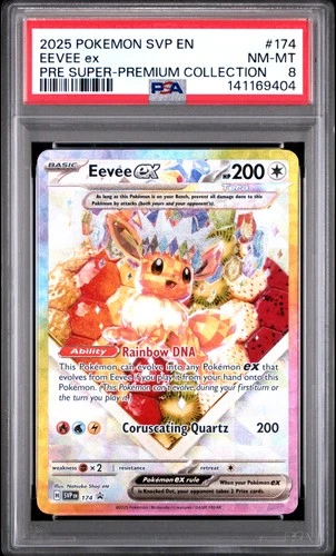 2025 POKEMON PRISMATIC EVOLUTIONS SUPER-PREMIUM COLLECTION EEVEE EX PSA 8