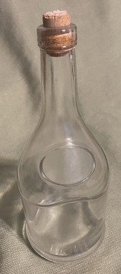 antique  SALIGNAC  COGNAC BOTTLE w/CORK clear glass FRANCE (9-1/2  TALL) vintage