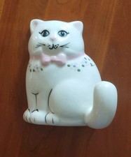 Vintage Ceramic Cat Kitty Wall Pocket Hanging...