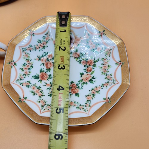 Vintage 1994 Avon Honor Society Cup & Saucer Set Floral Gold Trim 5" Plate Stand - Picture 6 of 11