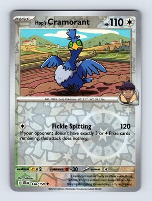Hop's Cramorant - Journey Together 138/159 - Reverse Holo - NM - Pokémon TCG