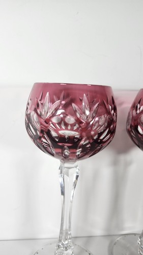 Vintage Nachtmann Rubinrot Cranberry Weingläser Set / 2 farbig geschliffene Kristall 8" - Bild 3 von 14