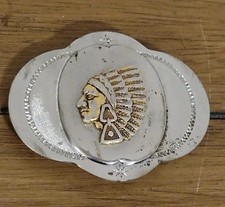 Vintage Native American Indian Chief Belt Buckle Preowned 80s D1