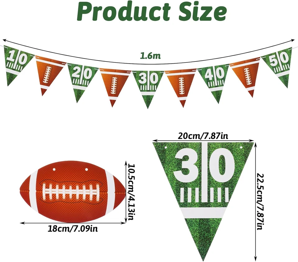 4 件足球派对装饰,足球纸花环带球场码标记 — 第 2/4 张图片