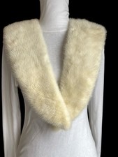 Vintage Real Mink Fur Collar Blond Detachable Stole Wrap 43" Long