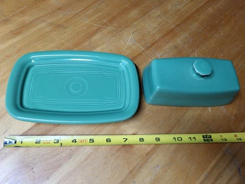 Vintage Shamrock Green HLC Fiesta butter dish with cover