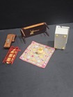 VINTAGE MINIATURE WOODEN DOLLHOUSE SLED, RUG, TABLE CLOCK,TEA POT,HOPE CHEST — photo 10