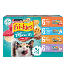 Purina Friskies Wet Cat Food Variety Pack, Tasty Treasures Prime Filets, 24 Pack
