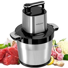 SOKANY 1500W Electric Chopper 8L Stainless Steel Bowl Multi-Purpose Meat Grinder