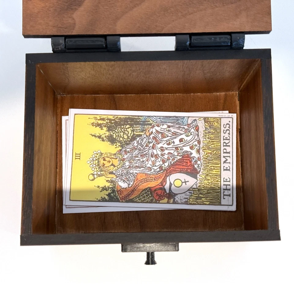 Handmade Walnut Wood Box with Lid: Keepsakes or Card Storage - Image 3 of 4