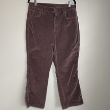 LL Bean Women Pants Corduroy Size 16 Regular Brown High Rise Dark Academia