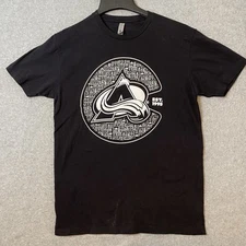 Next Level Black Avalanche Hockey Tshirt M White Graphic NHL