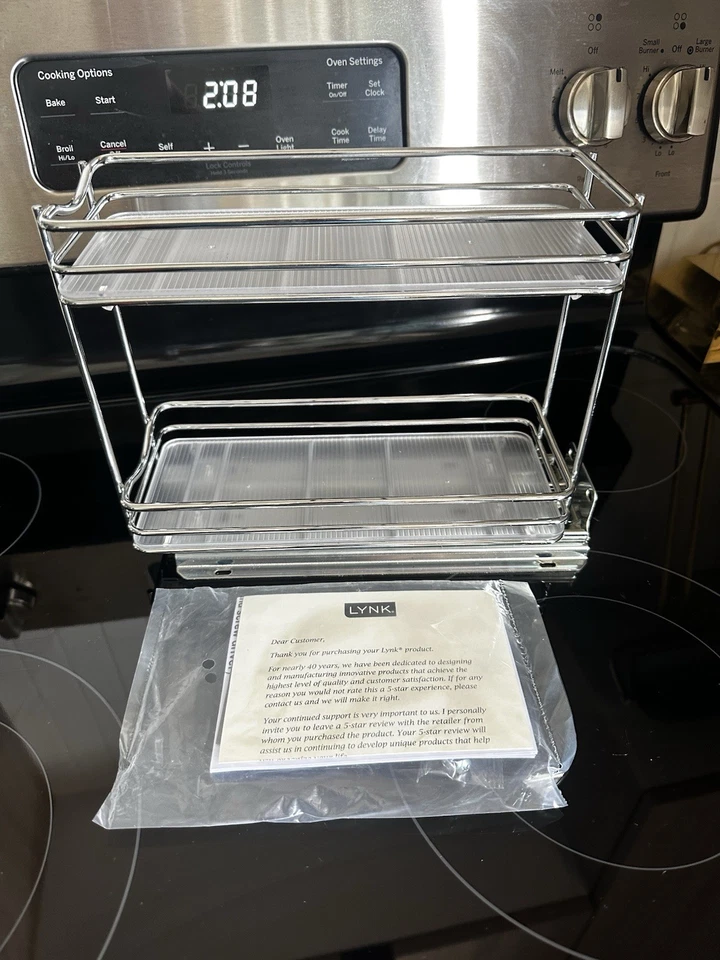 LYNK PROFESSIONAL® Organizador de Estante de Especias Extraíble para Gabinete - 2 Niveles, Cromo Foto 4 de 4