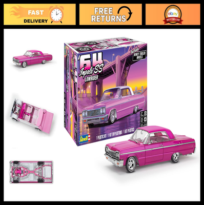 自動車 Hoppin' 64 Impala Lowrider 1/25 64 Chevy Impala SS Lowrider Model Kit 1:25 Scale, 154-Piece, Skill