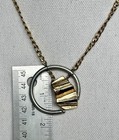 Anne Marie Chagnon Mixed Metal Pendant Necklace Gold Tone Industrial Modernist — photo 5