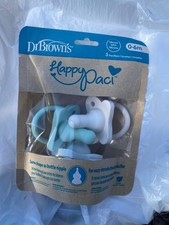 NEW Dr Brown's Happy Paci Pack of 3 Silicone Pacifiers Baby 0-6m