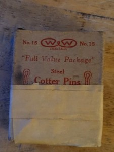 Vintage collectible package of W&W Trade-Mark Steel Cotter Pins. 50 count