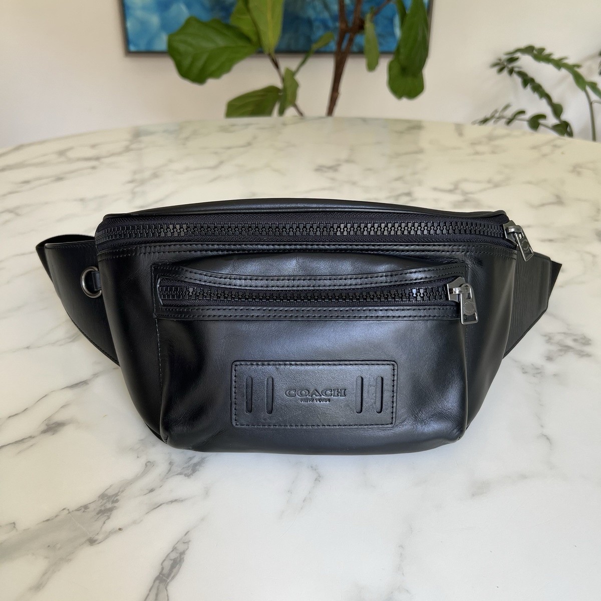 Coach Front Bum Bag Coach Leather Terrain Belt Bag Black Leather