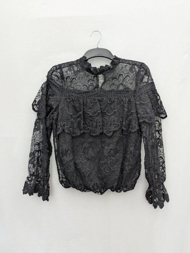 Whimsigoth Top Womens M L Lace Mesh Blouse Witchy Romantic Goth Steampunk Fairy - Изображение 2 из 4