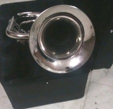 EUPHONIUM 3 VALVE HORN OF PURE BRASS IN SILVER CHROM POLISH CASE BOX FREE SHIP
