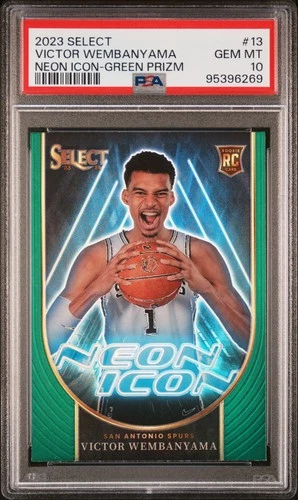 2023-24 Neon Icon-Green Prizm Victor Wembanyama Rookie PSA 10 San Antonio Spurs