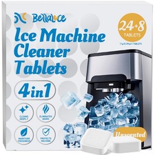 Ice Machine Cleaner Tablets Descaler 32 Pack   Nickel-Safe Countertop Porta...