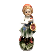 Capodimonte Statua Statuetta RAGAZZA E MELOGRANO Ceramica Dipinta Antica Napoli