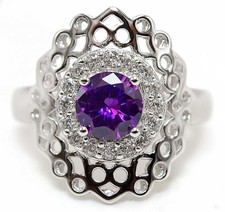 1CT Amethyst  Topaz 925 Solid Sterling Silver Ring Jewelry Sz 7