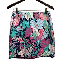 Talbots Floral Skirt Knee Length A-Line Tropical Pink Mini Midi Skirt Size 6P