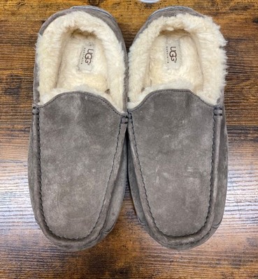 Ugg Men's Size 12 Taupe Suede Shearling Lined Slippers House Shoes Casual Comfy