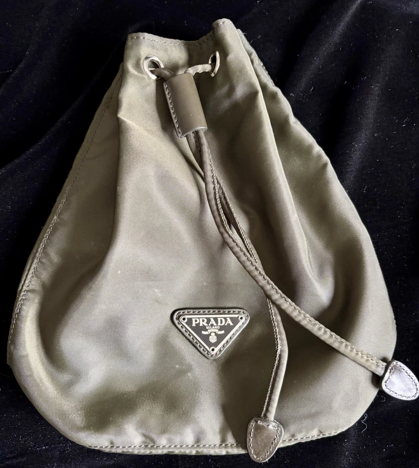 Prada Olive Green Drawstring Pouch - Image 2 of 4