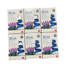 6x GE StayBright 100 Purple Mini LED Lights Green Wire Indoor/Outdoor