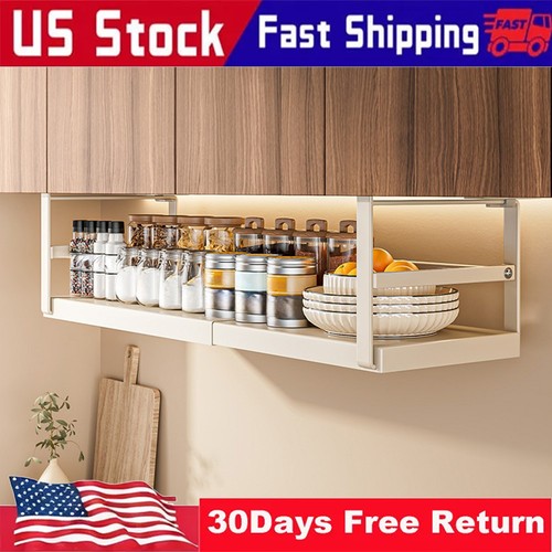 Hanging Under Shelf Storage Basket Adjustable Under Cabinet Add-on ...