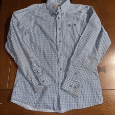 Wrangler Blue Striped Boy  s Size Xl Western Button Down Shirt LS Cotton Blend FT