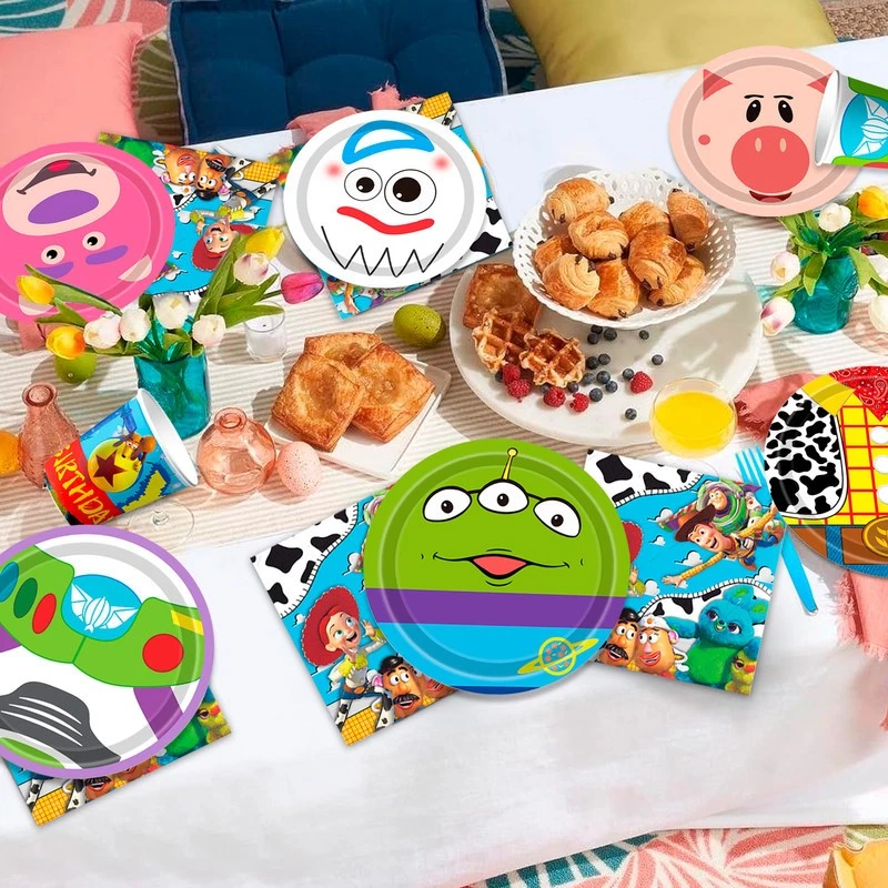 133 Pcs Toy Story Party Decoration Woody Birthday Party Tableware Plates Cups - Image 3 of 4
