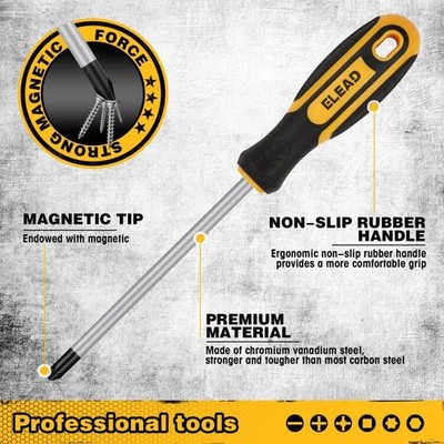 6 Pieces Screwdriver Set Magnetic Phillips Slotted Cushion Grip