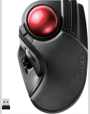 ELECOM HUGE Trackball Mouse Wireless Finger-Operated 8-Button Function Palm NEW