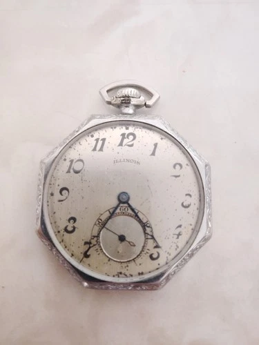 Antique Illinois Open Face Gold Filled Pocket Watch Working