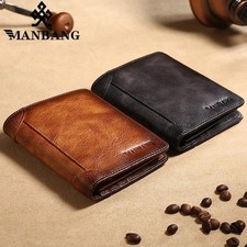 Mens Designer Leather Wallet RFID SAFE ID Protection Contactless Card Blocking