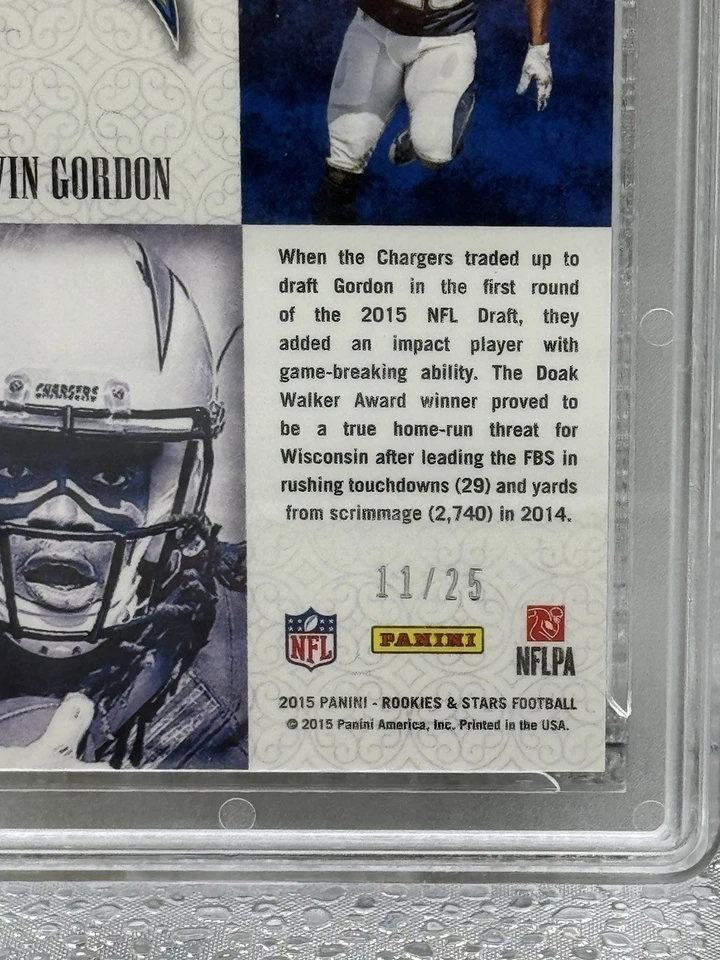 2015 Panini Rookies & Stars - Crusade Rookies Melvin Gordon #CR8 Gold /25 (RC) - Image 3 of 3