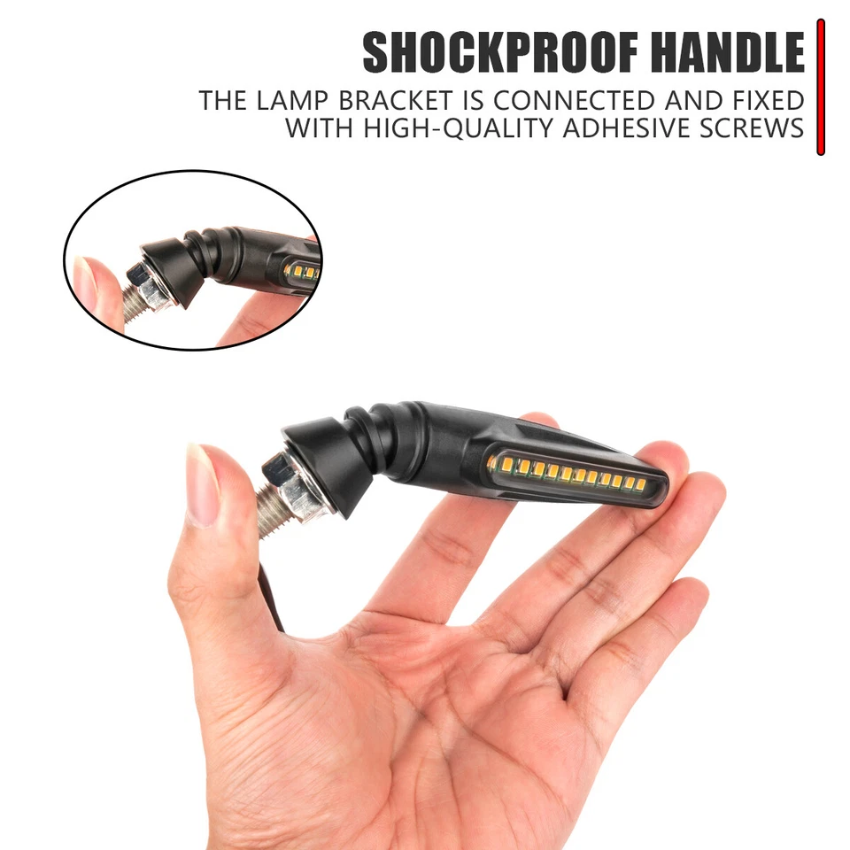 2x Flowing LED Motorcycle Turn Signals Light Blinker Indicator Tail Lights Amber - Image 4 of 4