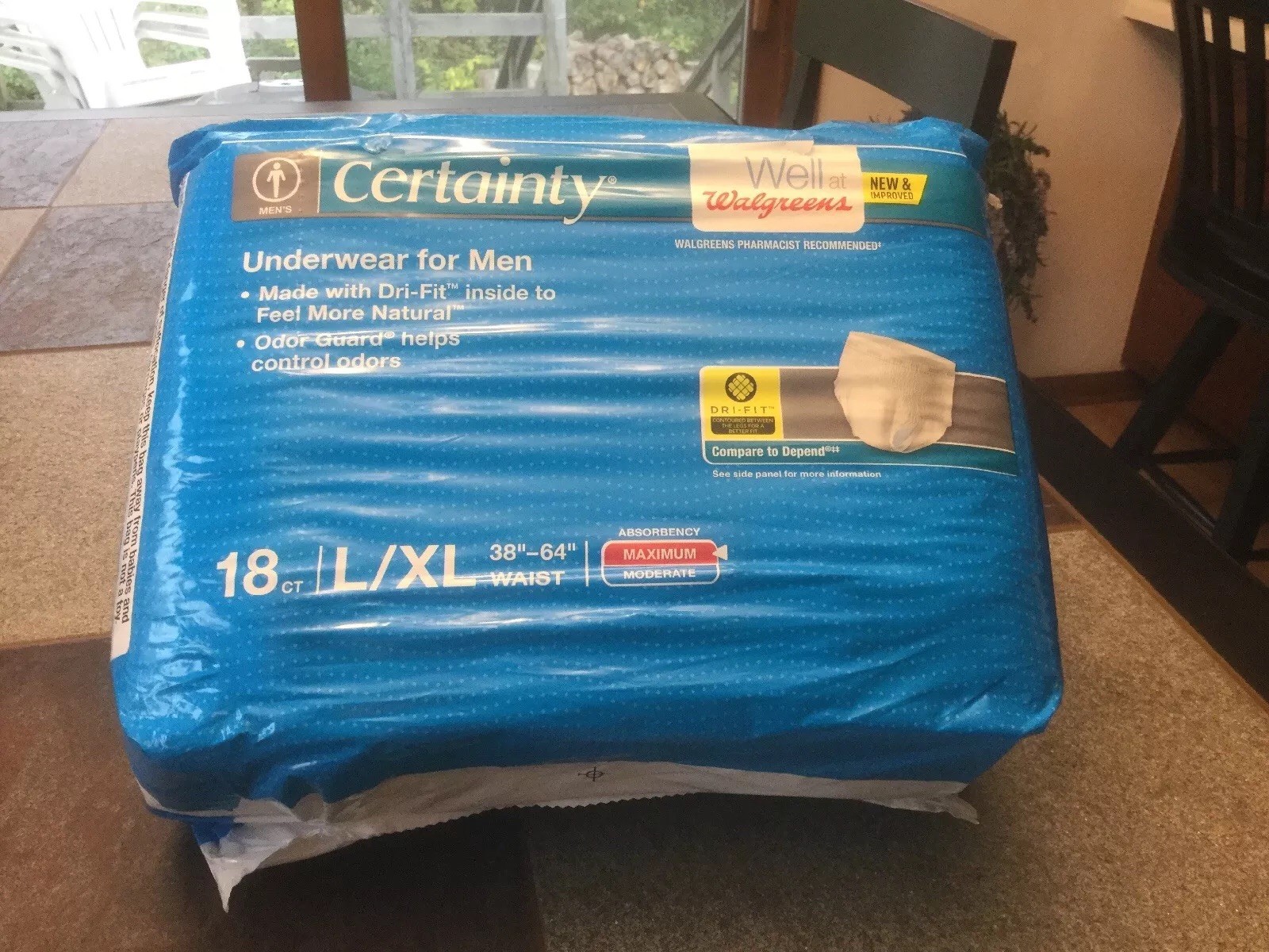 CERTAINTY UNDERWEAR FOR MEN (3 PACKS OF 18CT.= 54 TOTAL) L/XL WAIST 34