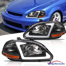 For 1996-1998 Honda Civic EJ EK EM LED DRL Bar Headlights Lamps Pair LH&RH