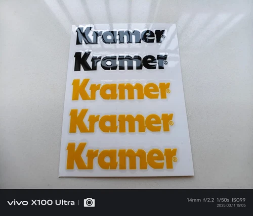 1Set 5Logo KRAMER Guitar Bass Vinyl UV Transfer RAISED Headstock Decals Sticker