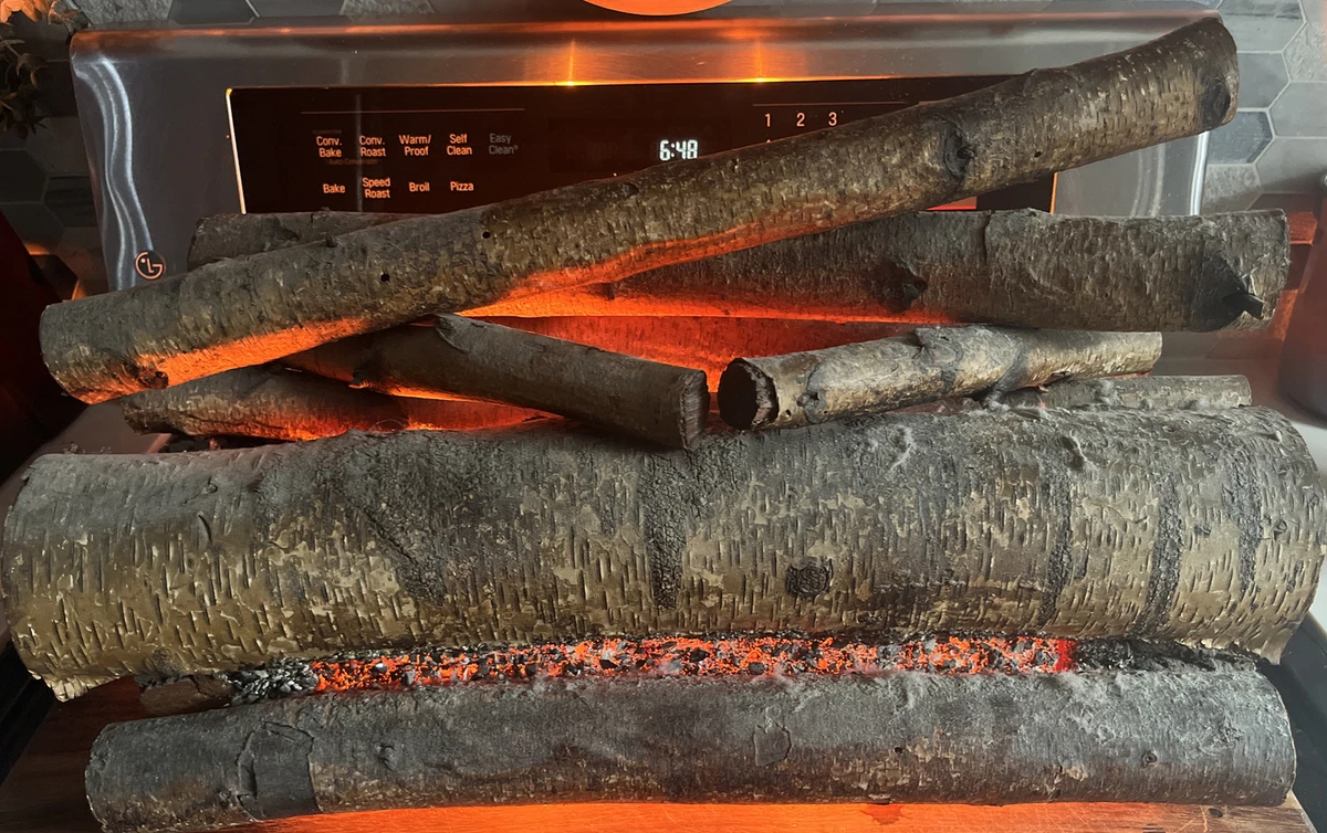 VIntage 1960s Electric Dual Bulb Wood Log Faux Fireplace Insert on/off  switch | eBay