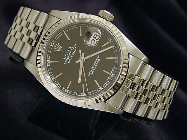 Reloj Rolex Datejust para hombre de acero inoxidable y oro blanco de 18 quilates Jubilee negro 16234