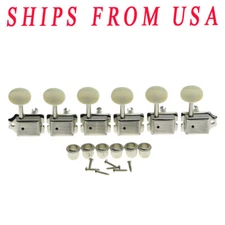 KAISH 6 Inline Strat/Tele Nickel w/ Aged White Vintage Guitar Tuners Tuning Keys