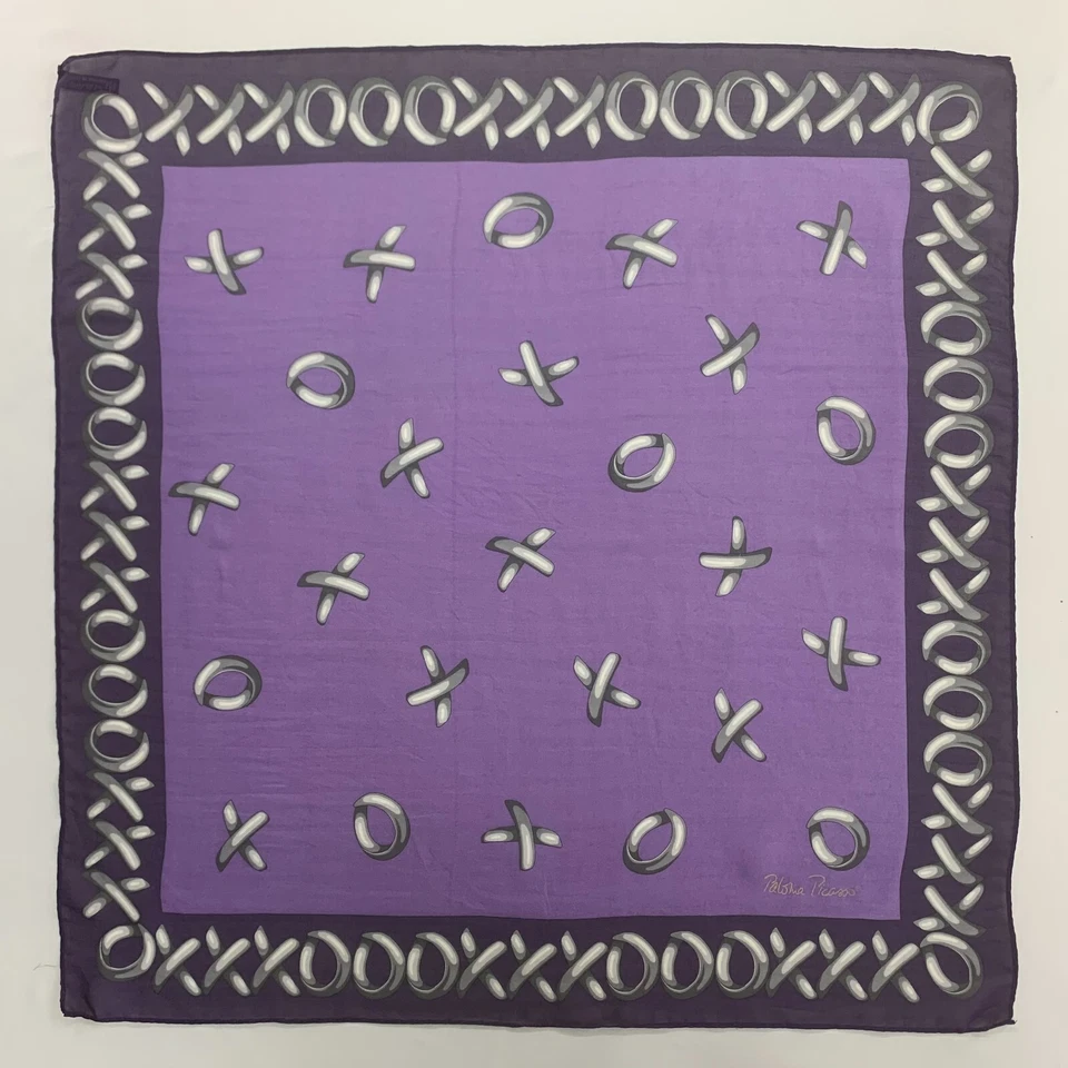 复古 Paloma Picasso 手帕丝绸头巾方形围巾裹巾领巾 — 第 2/4 张图片