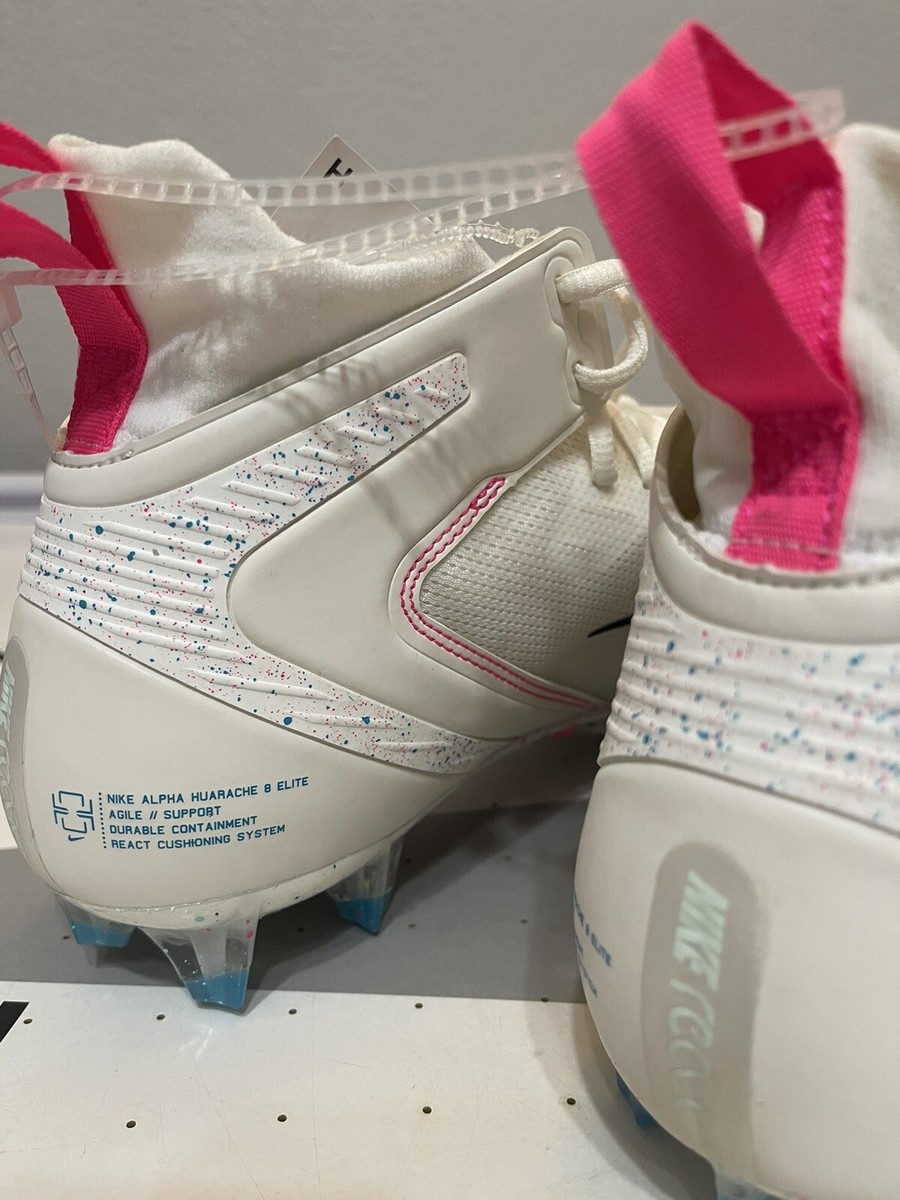 Nike Alpha Huarache 8 Elite LAX Mens Cleats Sail Hyper Pink CW4440-116 size 11.5 Nike Alpha Huarache 8 Elite High Sail Hyper Pink CW4440-116  main image 2