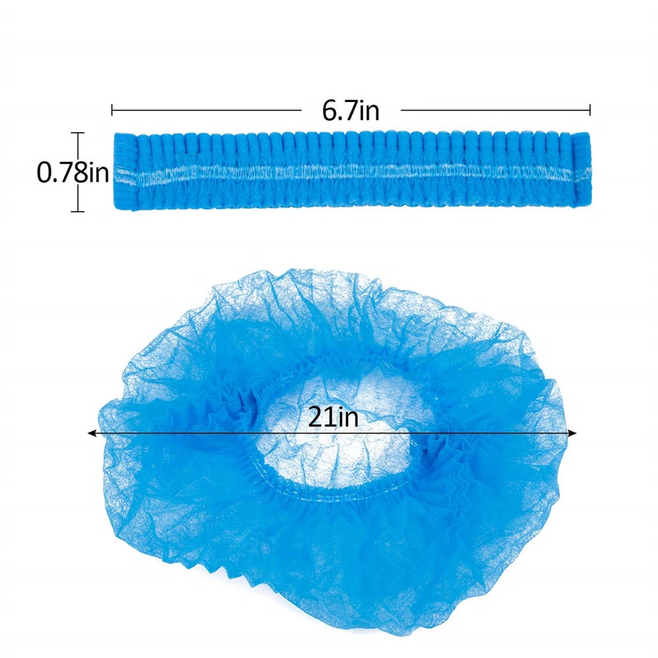 Case of 1000 Disposable Hair Net Non-Woven Head Bouffant Hair Cap 21" Blue - Image 2 of 4